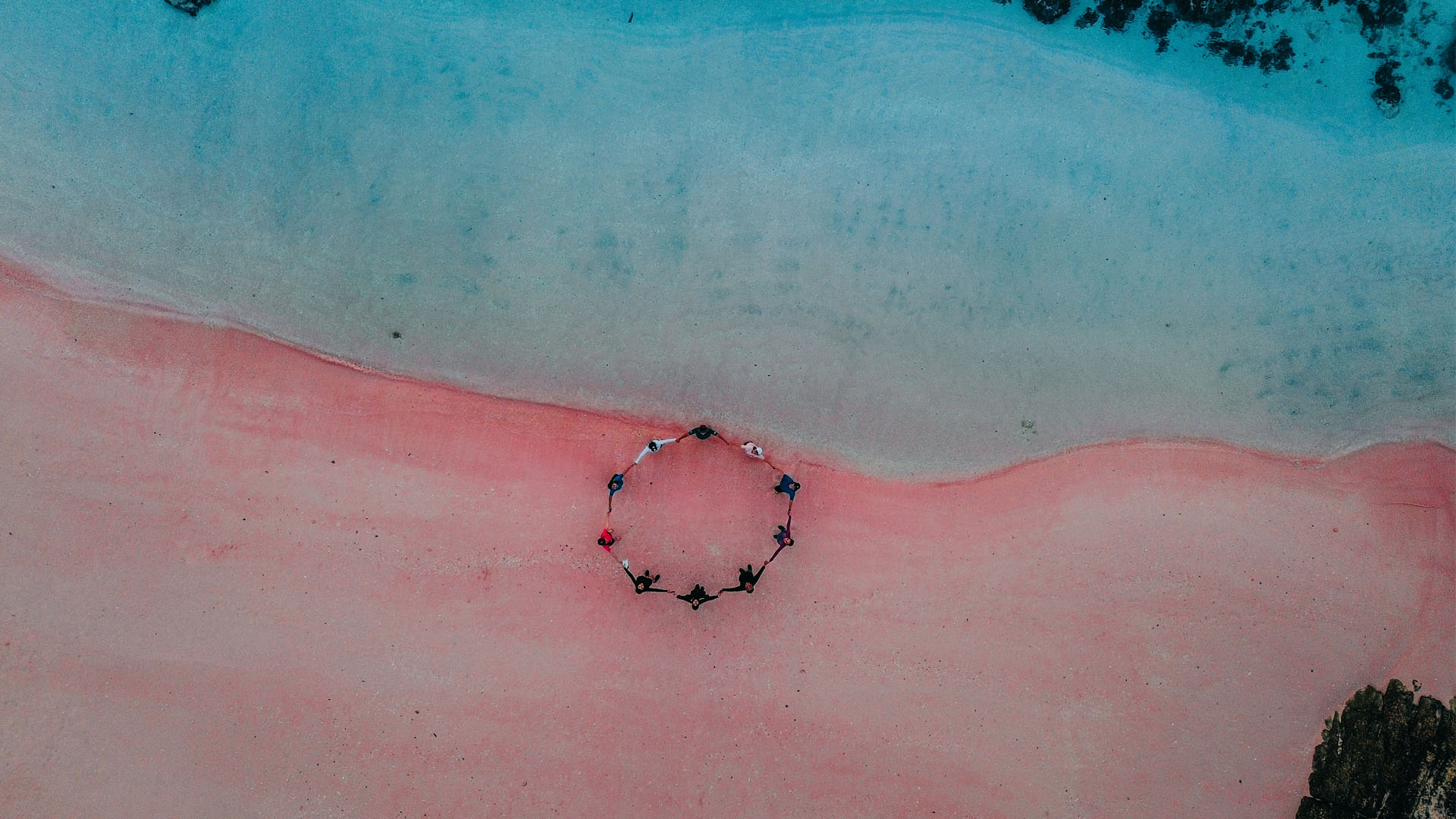 Pink Beach in Komodo National Park with soft blush sand and clear turquoise water